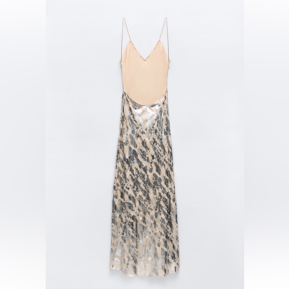 RARE METALLIC PRINT SLIP DRESS - Picture 17 of 17